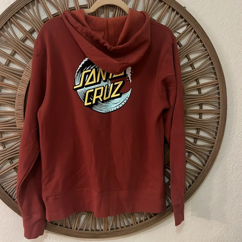 Santa Cruz burnt orange Zip-Up Hoodie S. NWT - Picture 3 of 3